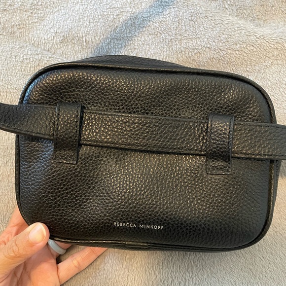 Rebecca Minkoff Purse Leather Three Zip Belt Bag Black - Picture 3 of 4